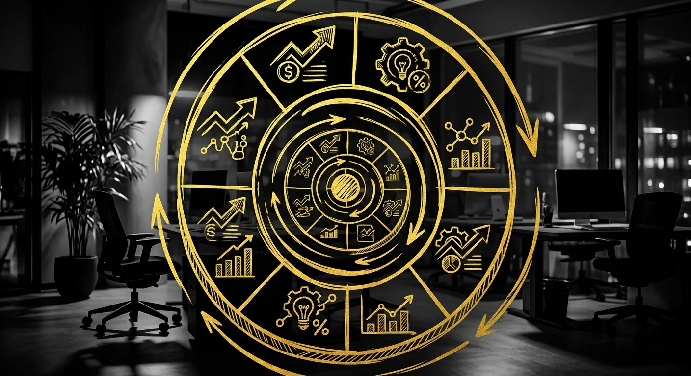 Amazon A9 algorithm flywheel diagram showing ad spend conversion and organic rank compounding